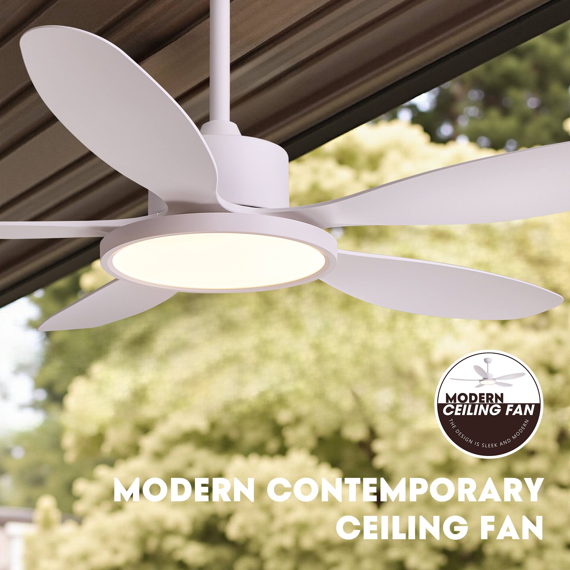 MODERN CEILING FAN  
THE MODERN DESIGN IS SLEEK AND  
MODERN CONTEMPORARY CEILING FAN