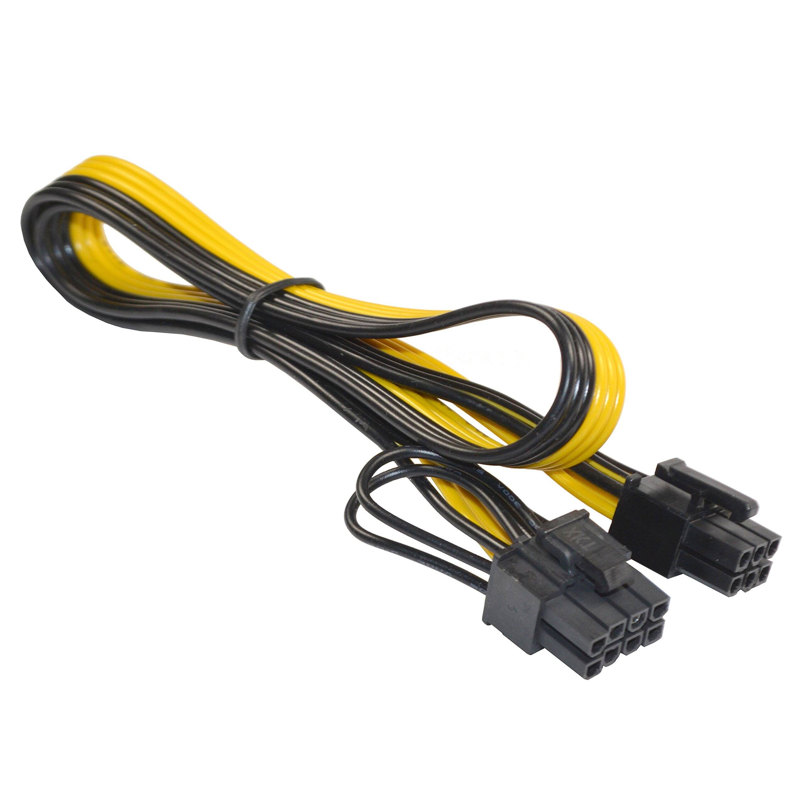 Angle. HQRP - 6-Pack PCI-e PCIE Power Cable for GPU or Bitcoin Mining, 6 Pin Male to 8 Pin (6+2) Male, PCI Express Extension Cable.