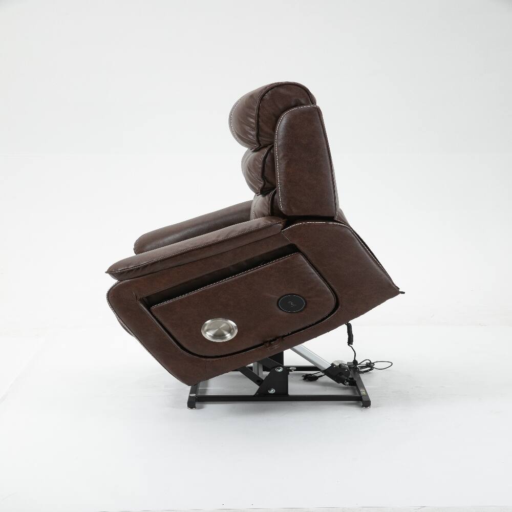 Alt View 1. Loheer - Loheer Power Lift Recliner 180 Degree Lay Flat Big and Tall - Brown.