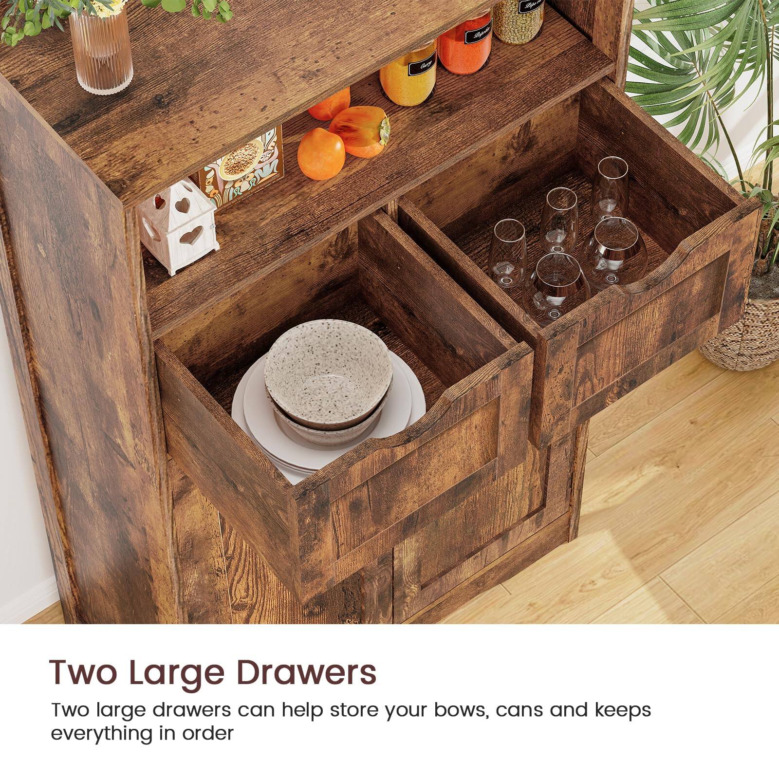 Two Large Drawers

Two large drawers can help store your bowls, cans and keeps everything in order