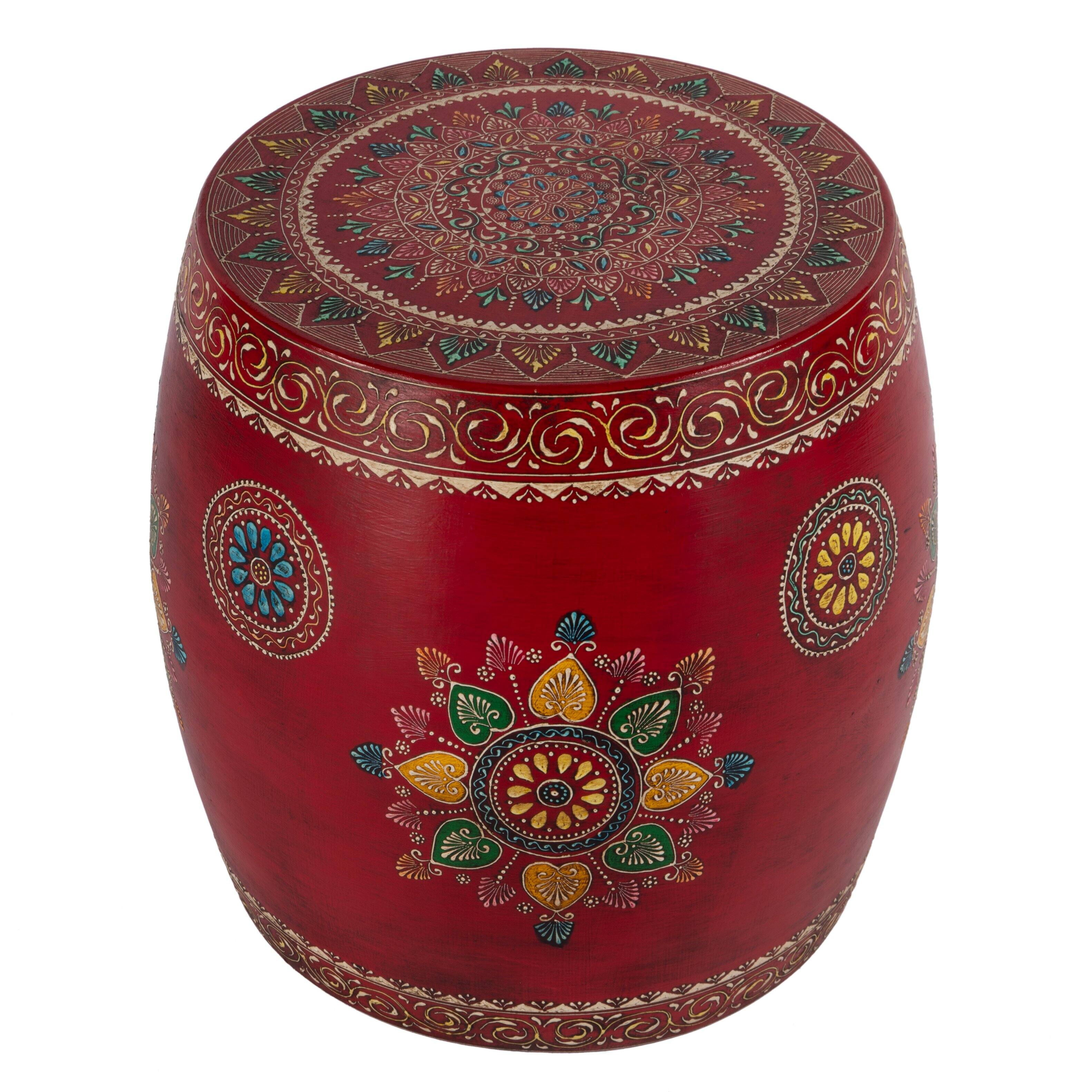 Alt View 1. Butler Specialty - Imani 17" W Round Iron Drum Side Table - Red.