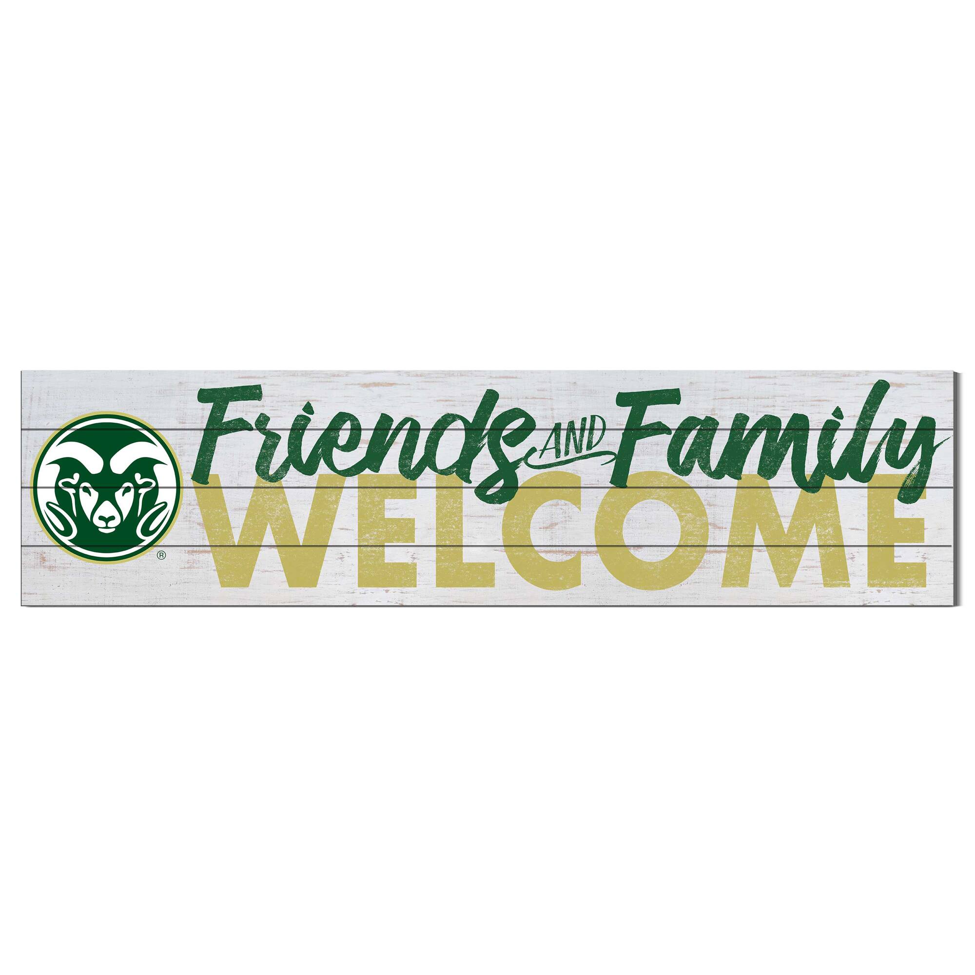 White Colorado State Rams 10'' x 40'' Friends & Family Welcome Sign
