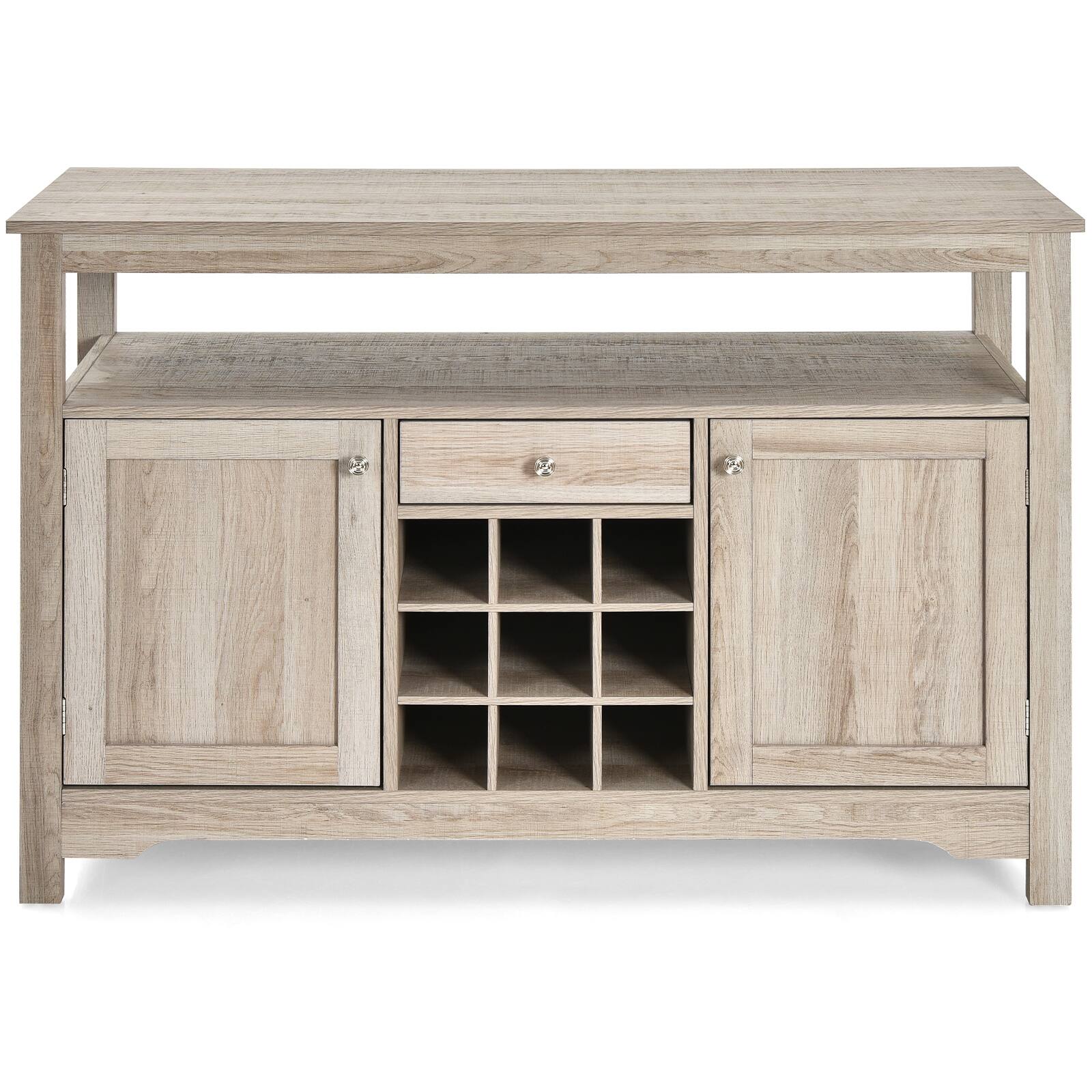 Back. SlickBlue - Modern Buffet Sideboard with Wine Rack and Open Shelf for Dining Room - Grey.