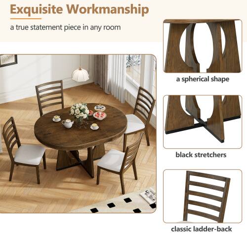 Exquisite Workmanship  
a true statement piece in any room  

a spherical shape  
black stretchers  
classic ladder-back