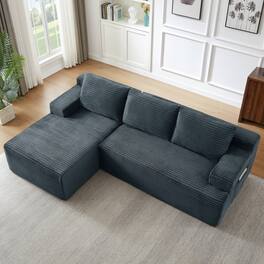 Anysun - L-Shaped Modular Cloud Sectional Sofa with Deep Seat – No Assembly Required, Left Facing - Dark Gray