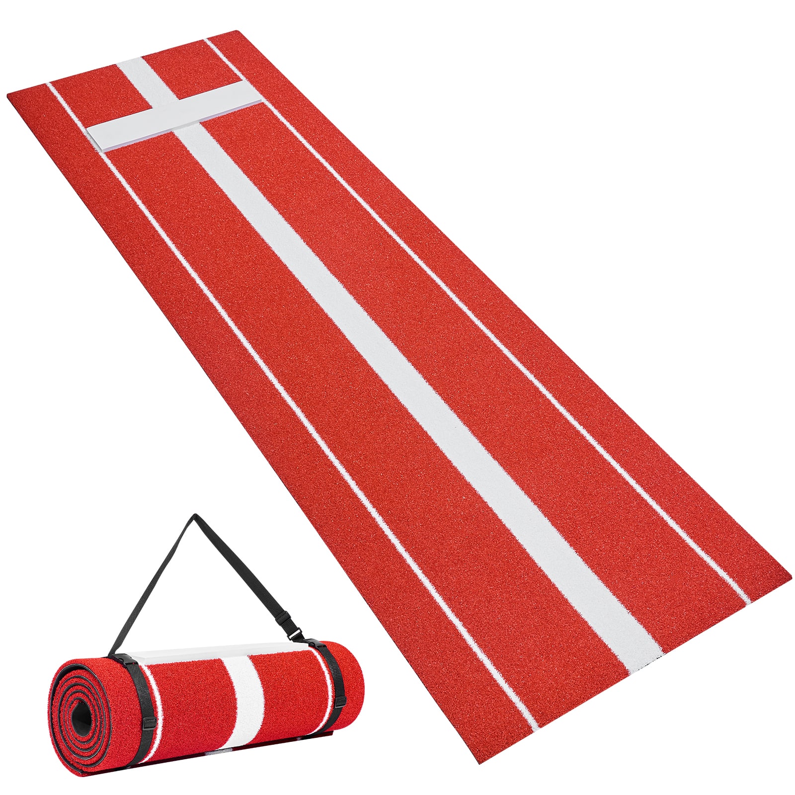 Front. VEVOR - Softball Pitching Mat, 10x3 ft Baseball Pitching Rubber Mound, Antifade Turf and Antislip Foam Backing Portable - Red.