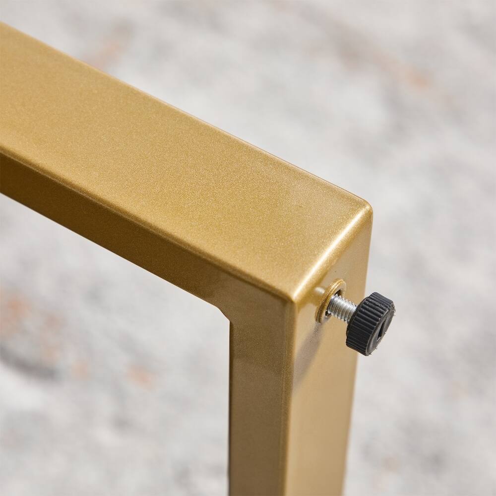 Alt View 10. Ropilly - Ropilly Blue Chenille End of Bed Bench Upholstered Bedroom Ottoman Bench with Gold Legs and Arms for Entryway - Blue.
