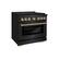 Left. ZLINE - 36 in. Wide 6 Burner Autograph Paramount Dual Fuel Black Stainless Range w/ Gold Accents (SDRBZ-36-G) - Black Stainless Steel.