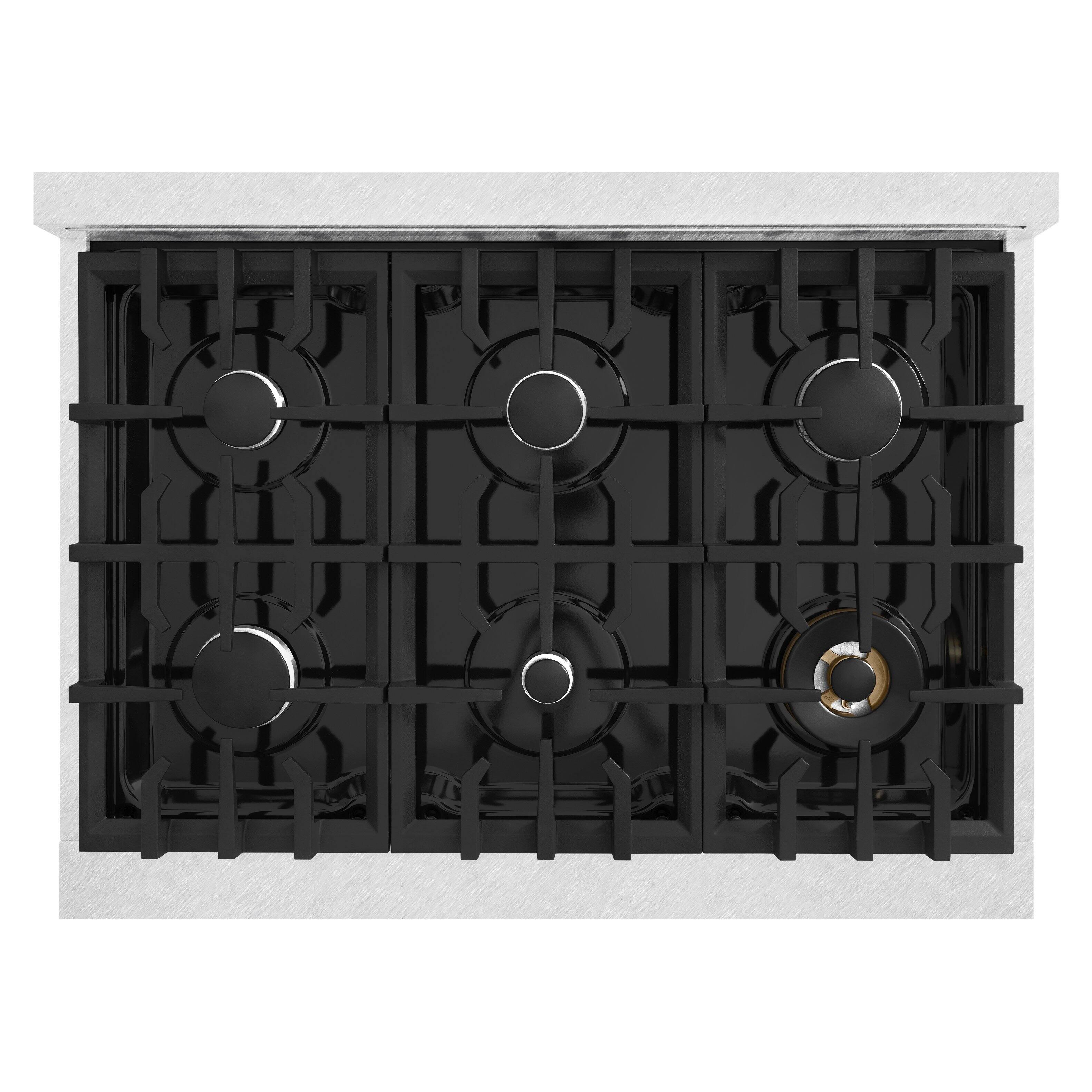 Alt View 6. ZLINE - ZLINE 36 in. Classic Gas Rangetop with 6 Burners and Porcelain Cooktop in Satin Stainless Steel - Stainless Steel.