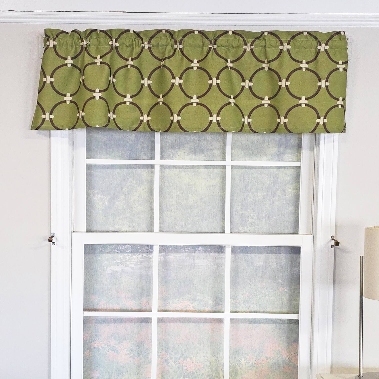Angle. RLF Home - RLF Home 100% Cotton High Quality Rings Tailored Window Valance with 1.5" Rod Pocket 50" W X 12" L Green - Green.