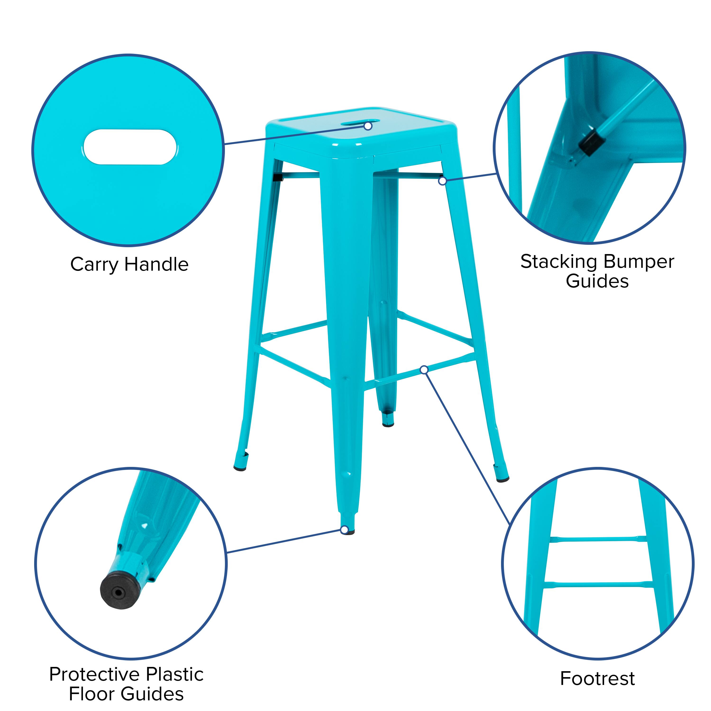- Carry Handle
- Stacking Bumper Guides
- Protective Plastic Floor Guides
- Footrest