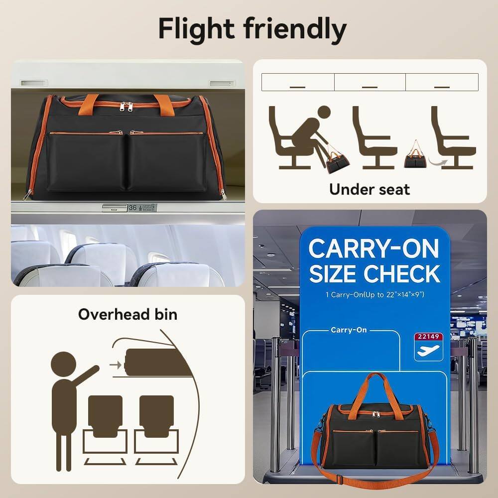 Flight friendly

Under seat

Overhead bin

CARRY-ON SIZE CHECK

1 Carry-On (Up to 22"x14"x9")

22149