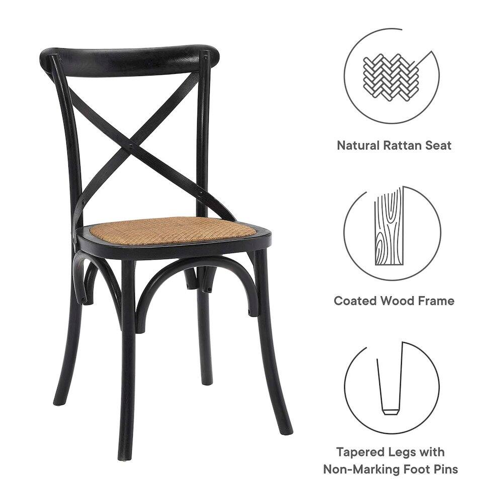Natural Rattan Seat  
Coated Wood Frame  
Tapered Legs with Non-Marking Foot Pins