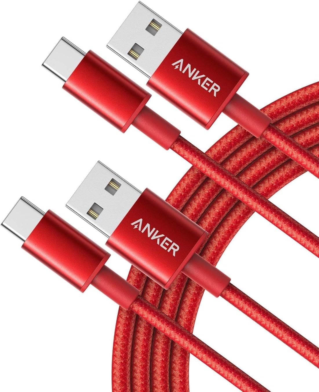 Anker - Cable [2 Pack, 6FT], USB A to USB C Cable - Red