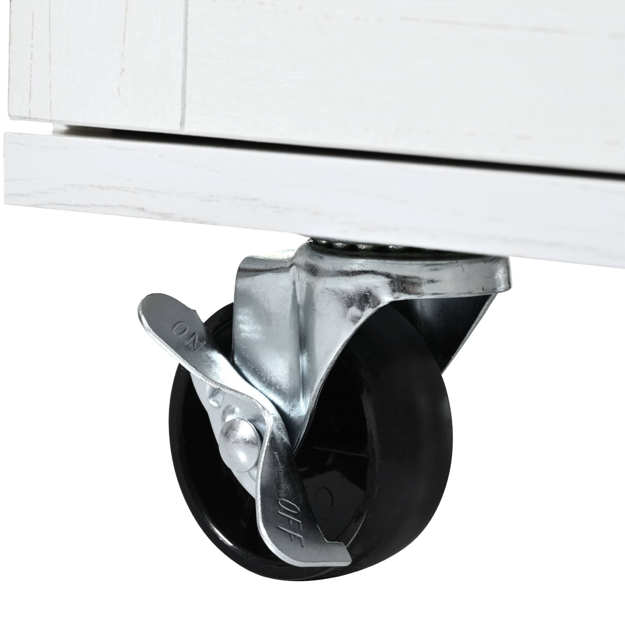 Alt View 9. PexFix - 54.5" Farmhouse Kitchen Island Cart with Built-in Power Outlet, Drop Leaf and Rolling Casters - White.