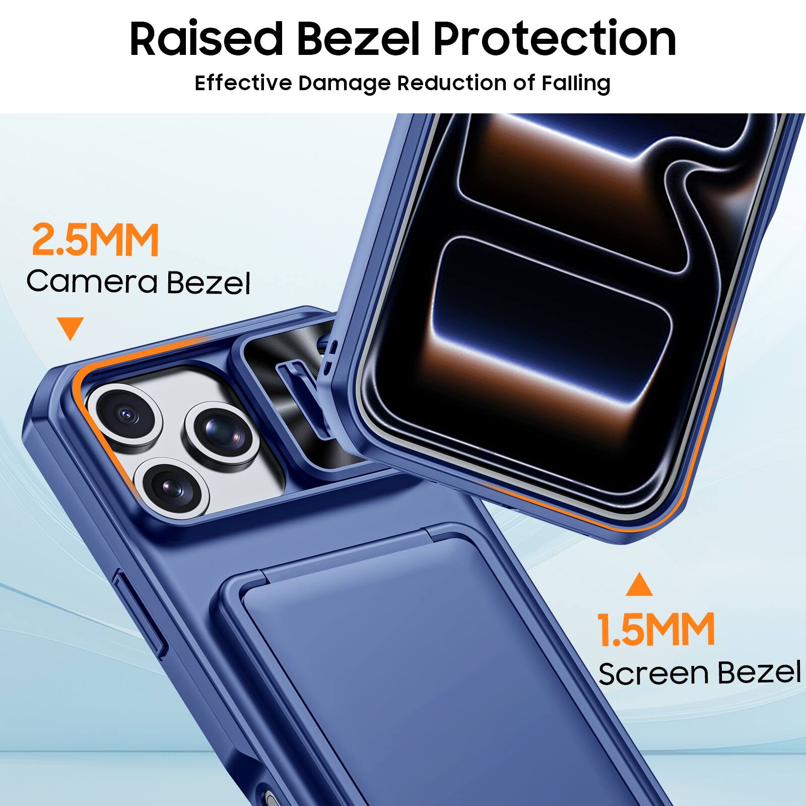Raised Bezel Protection  
Effective Damage Reduction of Falling  

2.5MM Camera Bezel  

1.5MM Screen Bezel