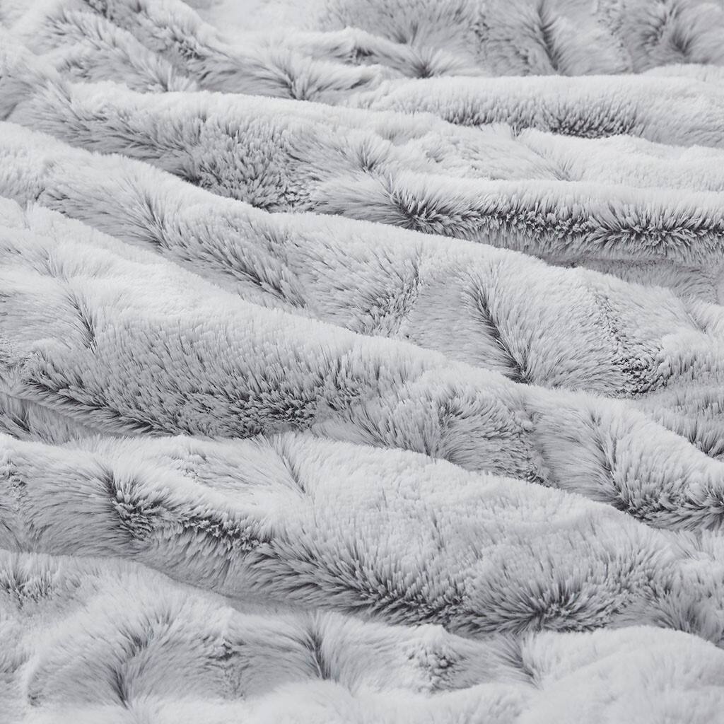 Angle. TinyHomie - Twin/Twin XL Back Print Long Fur Comforter Mini Set - Grey.
