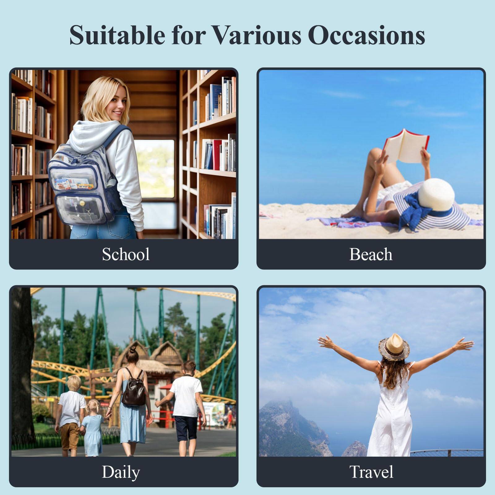 Alt View 5. Stamp n Camp - Clear Backpack For School - 17 Inch Large Heavy Duty Bookbag  See Through Pvc Backpacks (for 12 Above) - Mauve 17"-Daypack Backpacks.