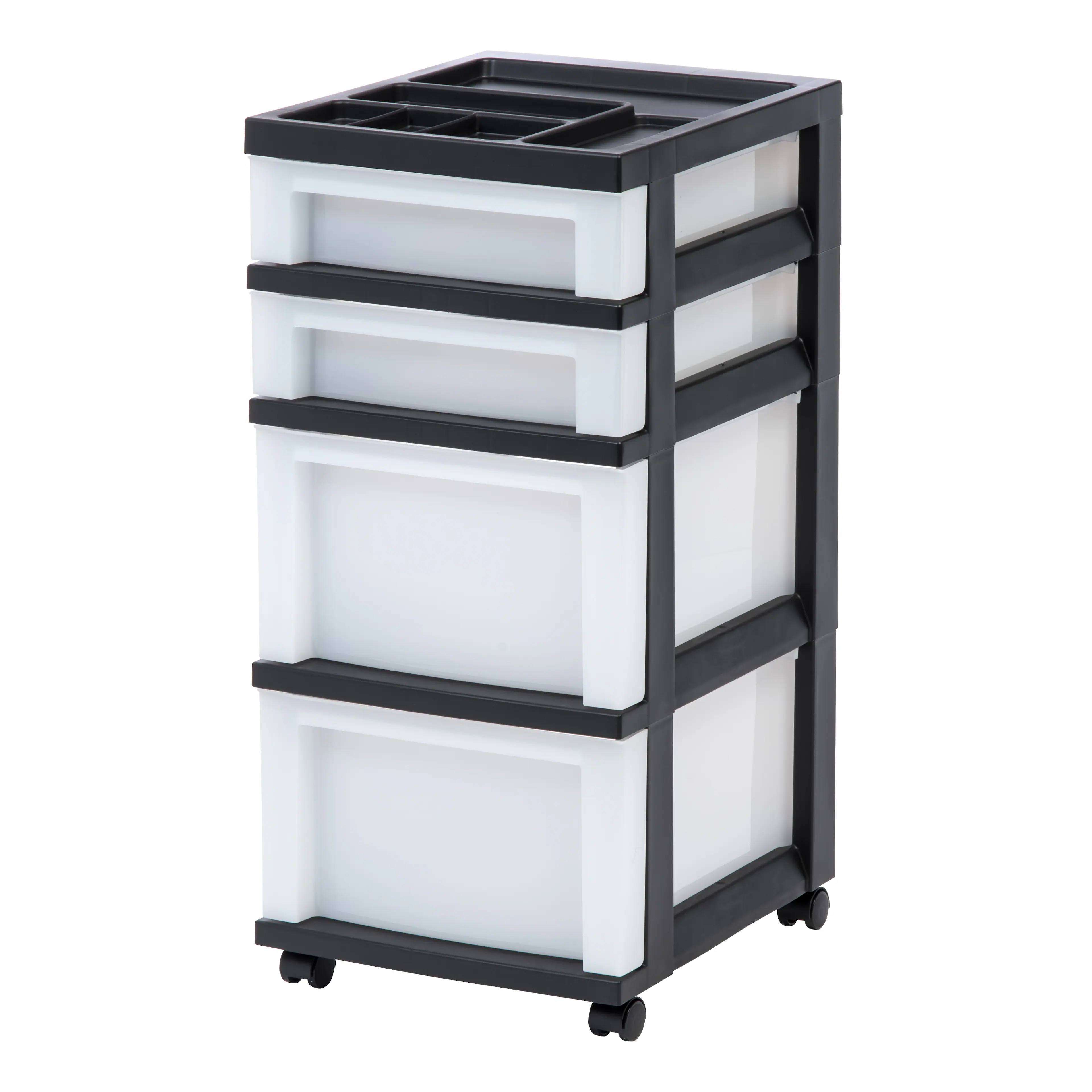IRIS USA Plastic Rolling Storage Cart with Drawers Black/Pearl - Best Buy