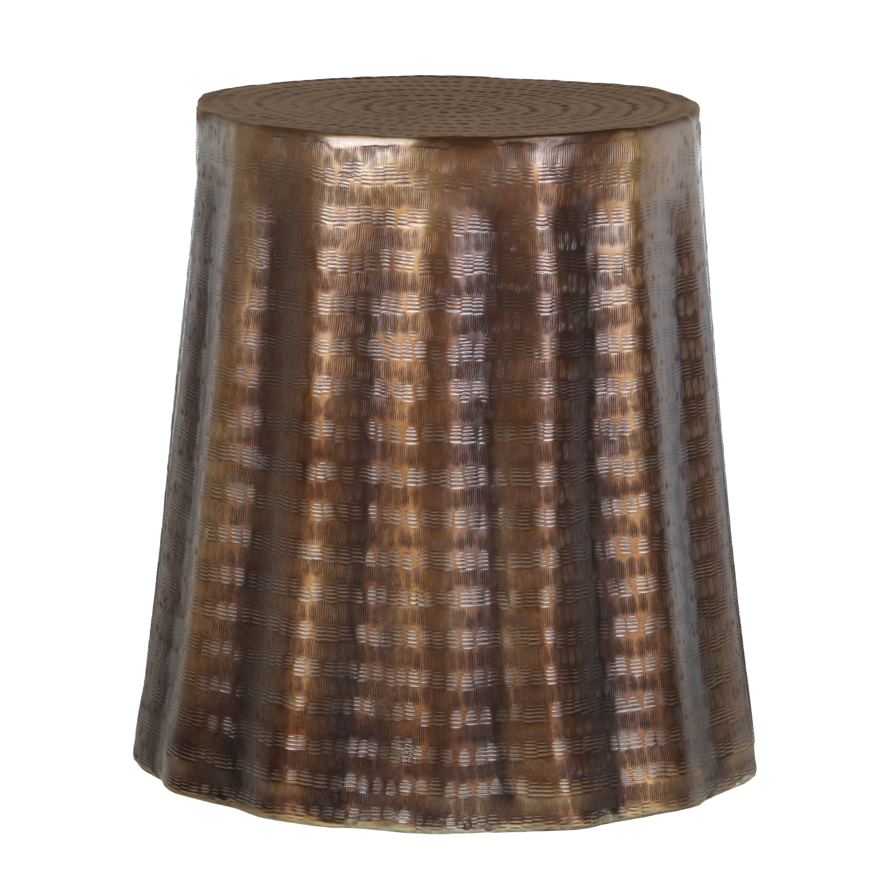 Alt View 1. Manhattan Lane - Liora 19" Side End Table | Handcrafted Bronze-Finish Aluminum | Hammered Round Design - Bronze.