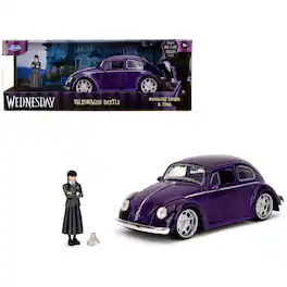Jada - Volkswagen Beetle w/ Wednesday Addams Figure – Wednesday (2022) Hollywood Rides 1/24 - Purple Metallic