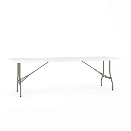 Front. Emma + Oliver - 8-Foot Bi-Fold Plastic Banquet and Event Folding Table with Carrying Handle - Granite White.