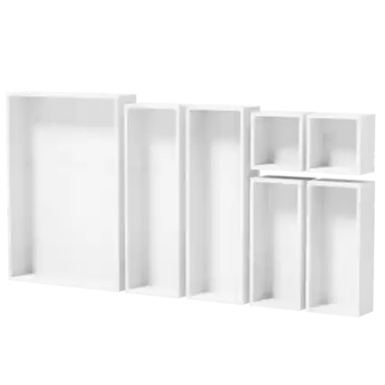 Front. Tooloton - Bamboo Drawer Organizer Set, 7-Piece Wooden Trays for Kitchen, Bathroom, Office and Makeup Storage (White) - White.