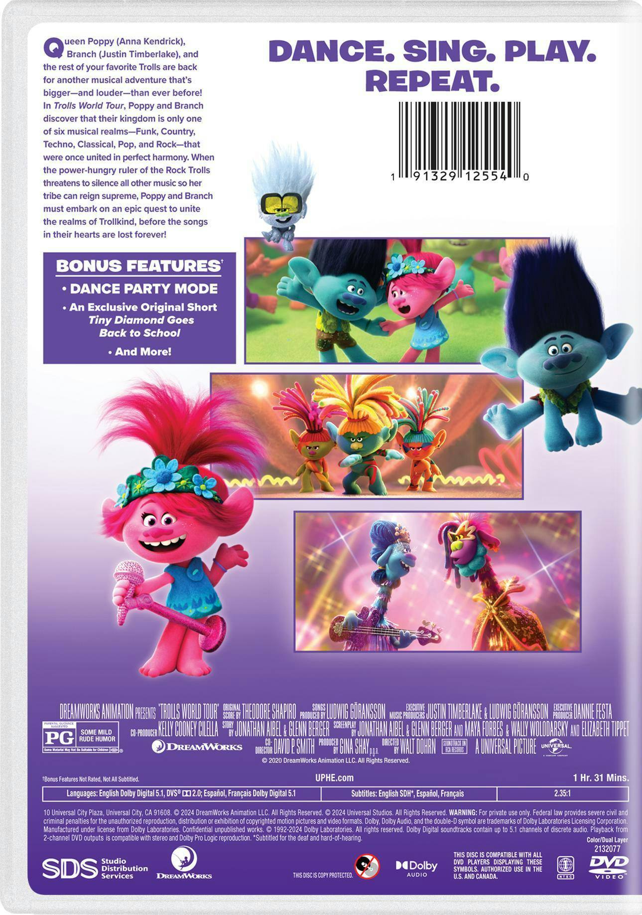 Back. Trolls World Tour (Dance Party Edition) [DVD].