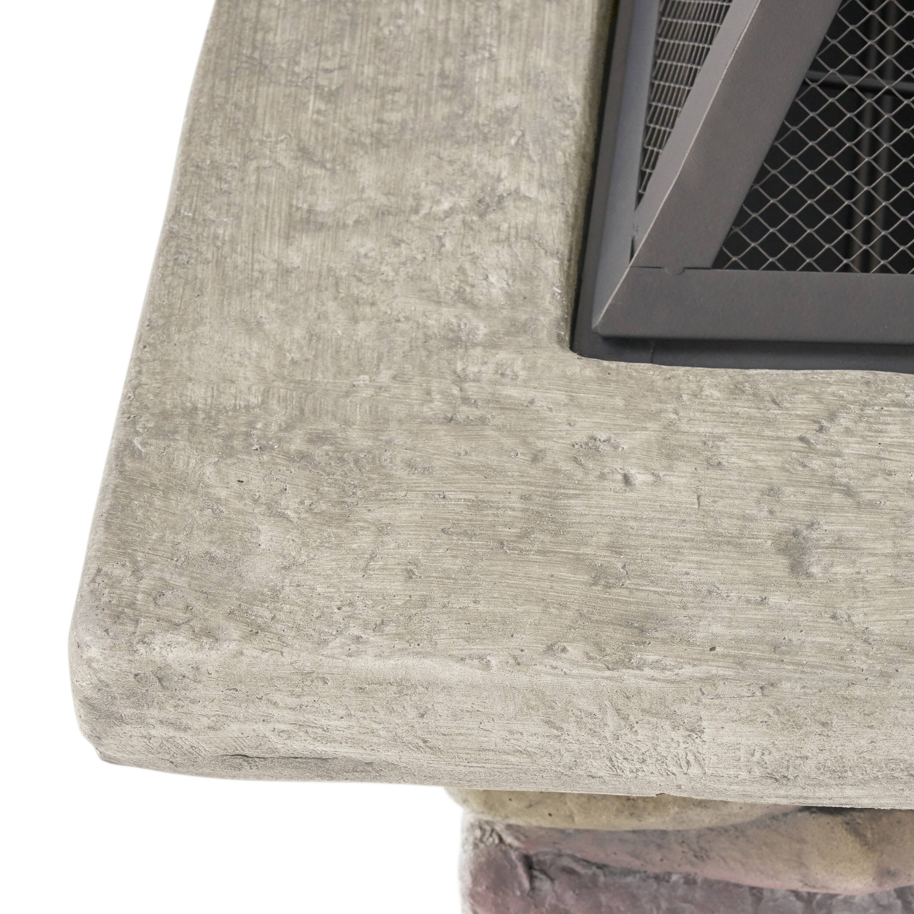 Alt View 4. Mondawe - 28" MGO Wood Burning Outdoor Fire Pit with Lid - Gray.