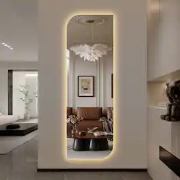 Boyel Living - 65 by 21 Inch LED Full Length Wall Mirror Irregular Shape Design 3 Color Dimmable Lighting for Entryway Bedroom Salon