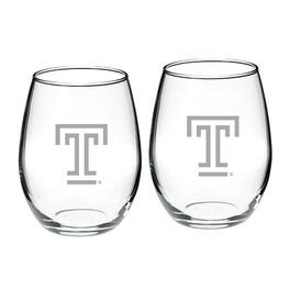 Jardine - Temple Owls 21oz. Two-Piece Stemless Wine Glass Set - Multicolor