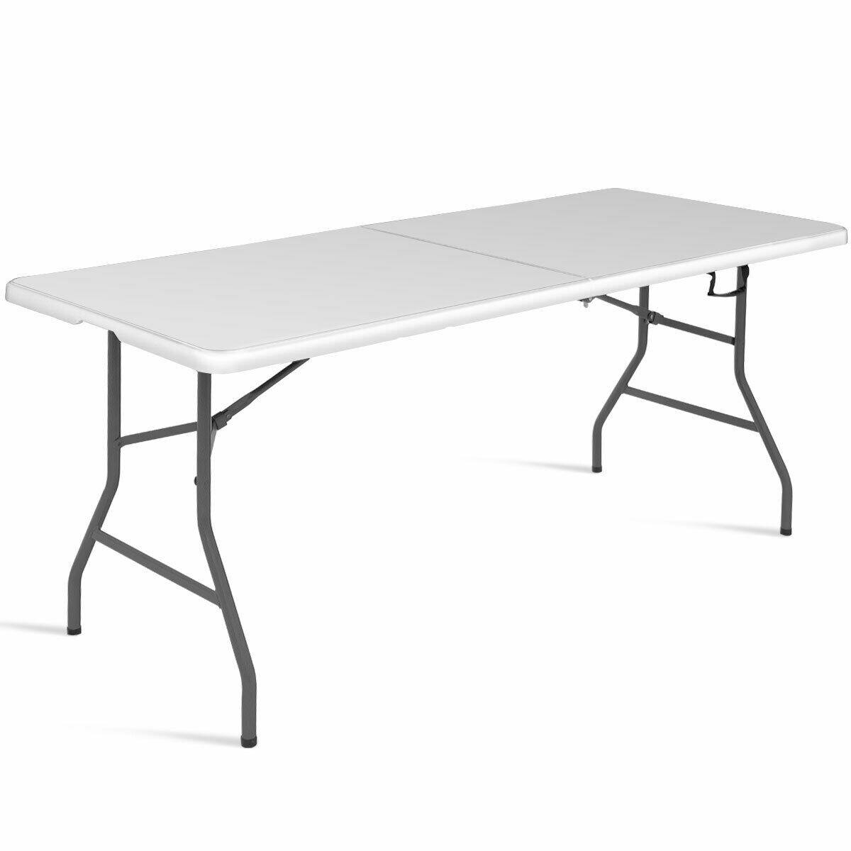 Alt View 7. Costway - Costway 6' Folding Table Portable Plastic Indoor Party Dining Tables - White.