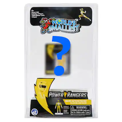6+ Item# 595 Includes: 1 Figure, 1 Mini Blister Card, 1 Stand
M WORLD'S SMALLEST i SABAN'S POWER RANGERS MICRO ACTION FIGURE COLLECTIBLE MINI BLISTER
3 Points of Articulation!
WARNING: FIGURE CHOKING HAZARD-Small parts. STAND INCLUDED Not for children under 3 years.
NOTE Keep packaging for future reference