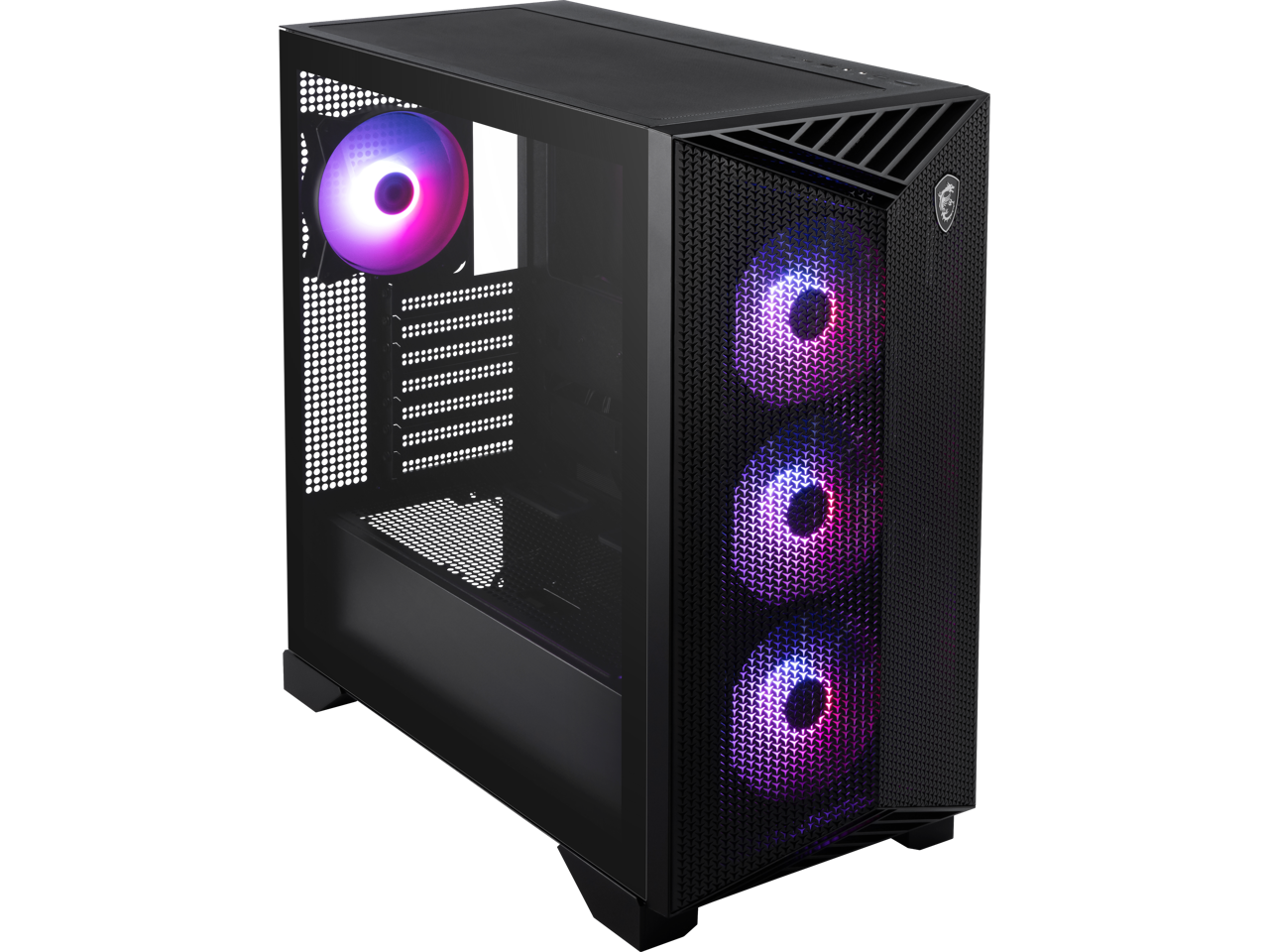 Alt View 1. MSI - MSI MPG GUNGNIR 211R AIRFLOW PZ, Mid-Tower Gaming Case, ATX/E-ATX, 4x120mm ARGB Fans, Tempered Glass, Black - Black.