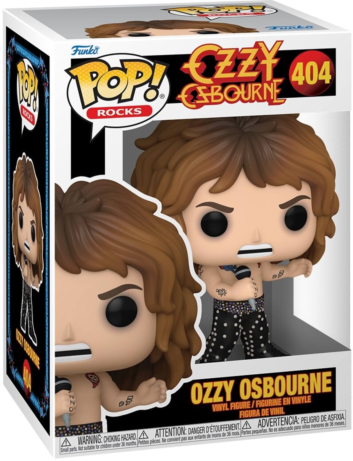 Funko POP! Rocks  
Ozzy Osbourne  
404  
Ozzy Osbourne  
Vinyl Figure / Figurine en Vinyle / Figura de Vinil  
Peligro de Asfixia. D'Étouffement. Advertencia: para niños menores de 36 meses. Danger: petites pièces. Ne convient pas aux enfants de moins de 36 mois.  
Warning: Choking Hazard. Small parts. Not suitable for children under 36 months.