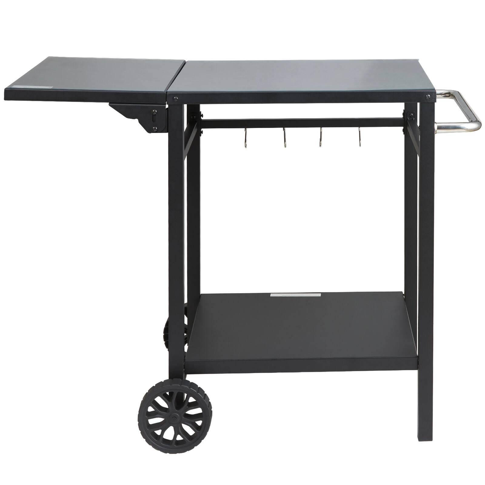 Alt View 5. VEVOR - Outdoor Grill Dining Cart with Double-Shelf, BBQ Movable Food Prep Table, Multifunctional Foldable Iron Table Top - Black.