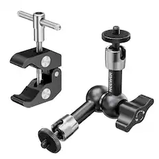 Front. Neewer - ST15C Magic Arm: 6"/15cm w/ Super Clamp. 1/4"&3/8" threads. 2kg load. For flash/LED/mic/monitor..