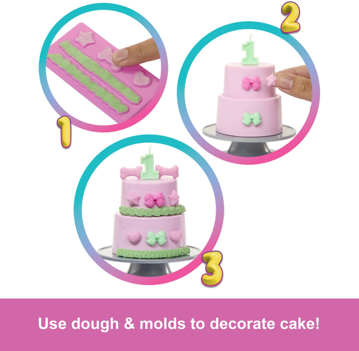 1. Use dough & molds to decorate cake!

2. Use dough & molds to decorate cake!