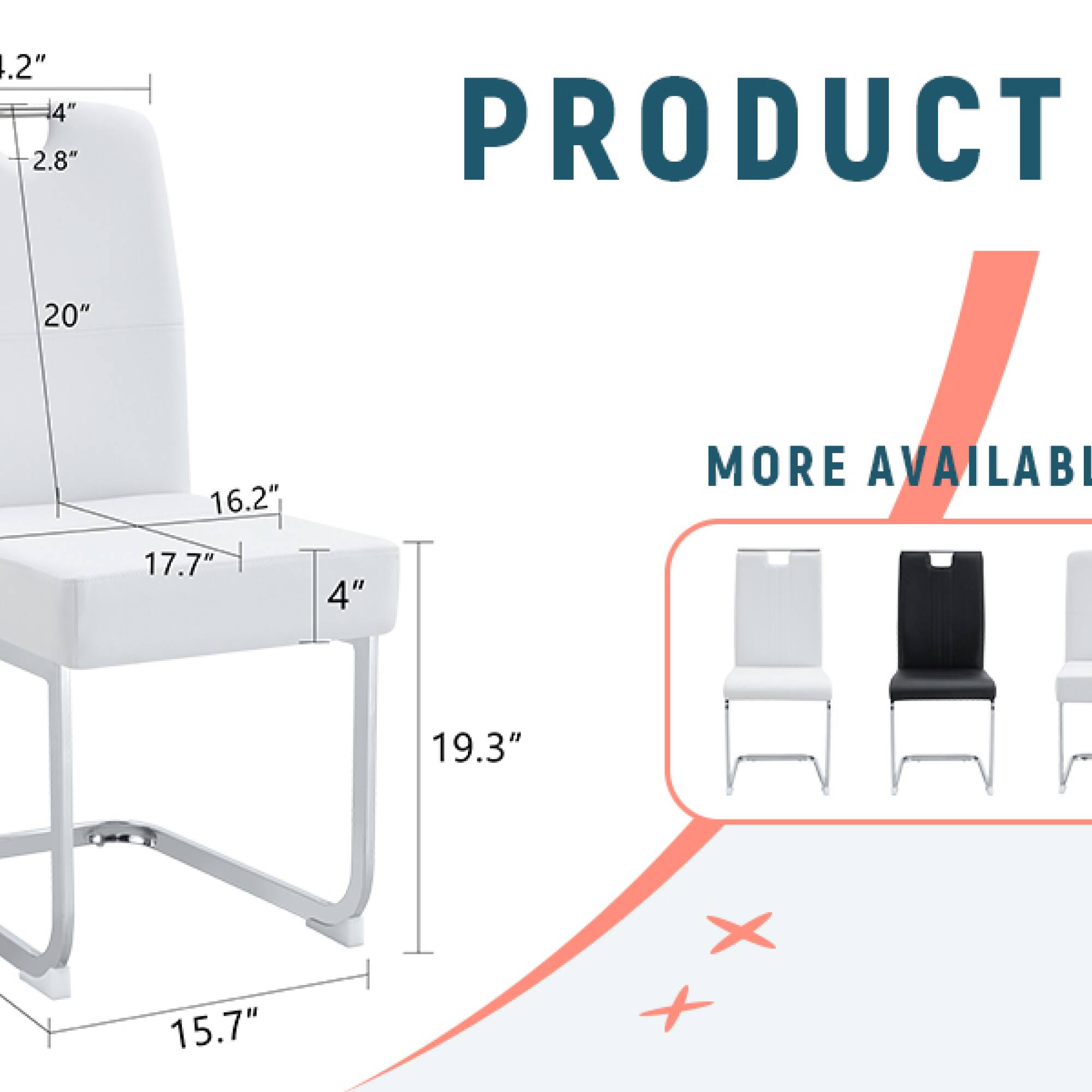 .2" 4" 2.8" 20" PRODUCT 16.2" MORE AVAILABLE 17.7" 4" 19.3" 15.7"