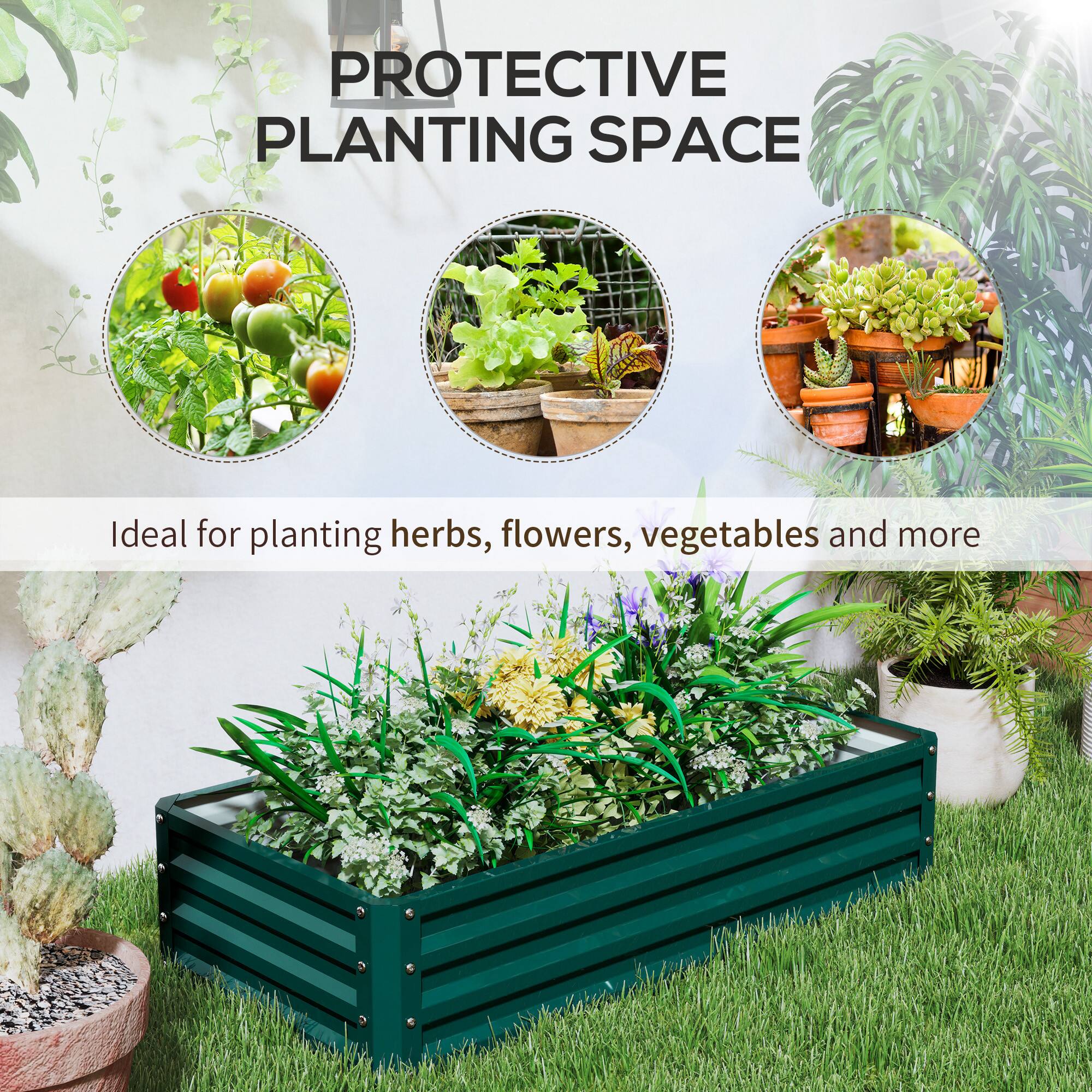 PROTECTIVE PLANTING SPACE
Ideal for planting herbs, flowers, vegetables and more
