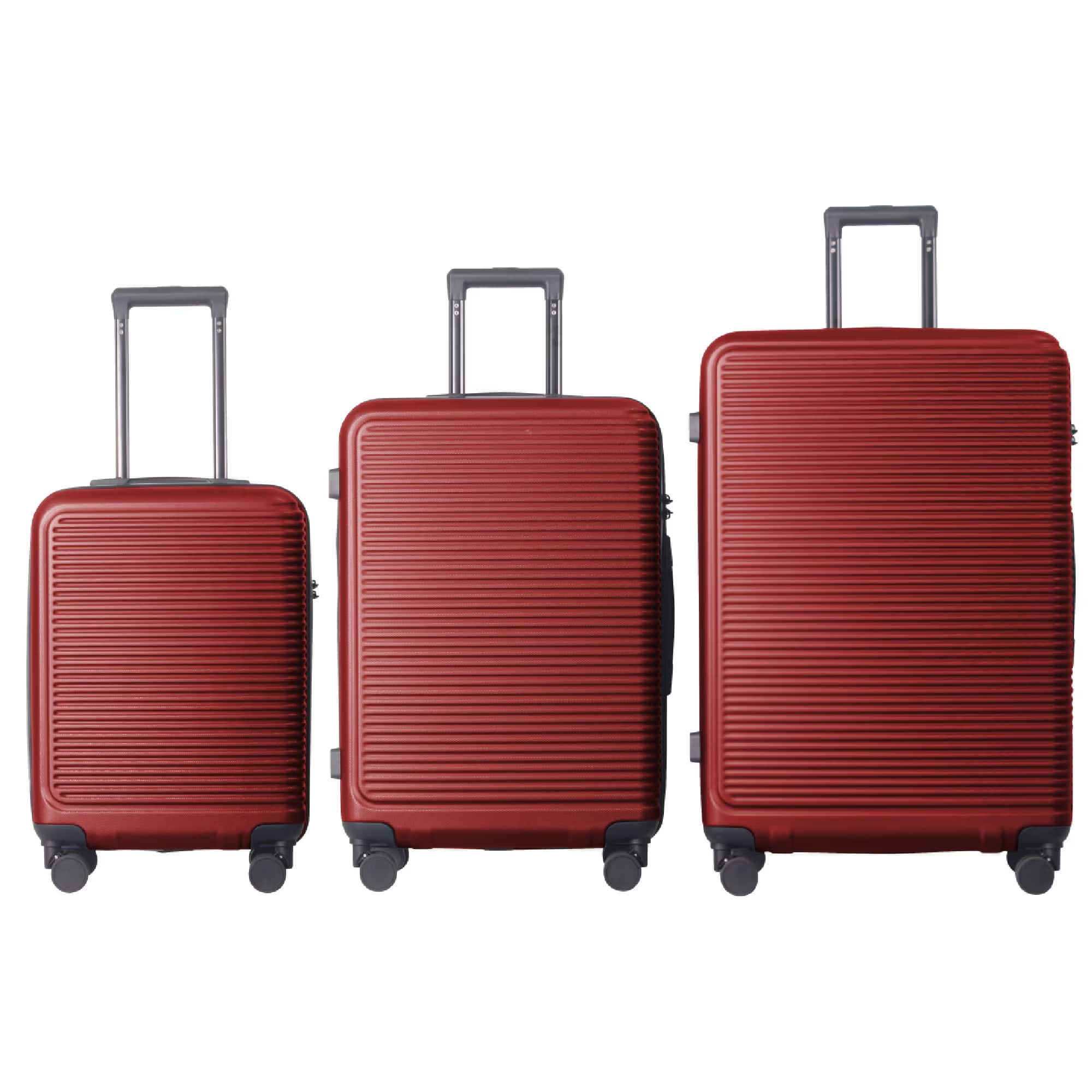 Front. Bestier - 3-Piece ABS Hardshell Luggage Set (20”/24”/28”) with Spinner Wheels, TSA Lock & Lightweight Design - Wine Red.