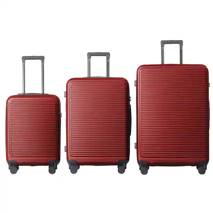 Front. Bestier - 3-Piece ABS Hardshell Luggage Set (20”/24”/28”) with Spinner Wheels, TSA Lock & Lightweight Design - Wine Red.