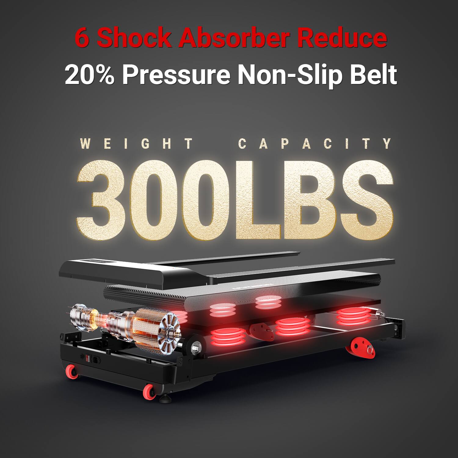 6 Shock Absorber Reduce 20% Pressure Non-Slip Belt  
WEIGHT CAPACITY 300LBS