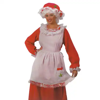 Front. Fun World - Red and White Plush Velour Mrs. Santa Claus Women Adult Christmas Costume - One Size - Red.