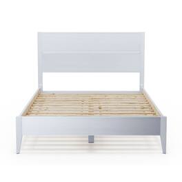 Hivvago - Queen Size Mid Century Slatted Platform Bed - Rustic White