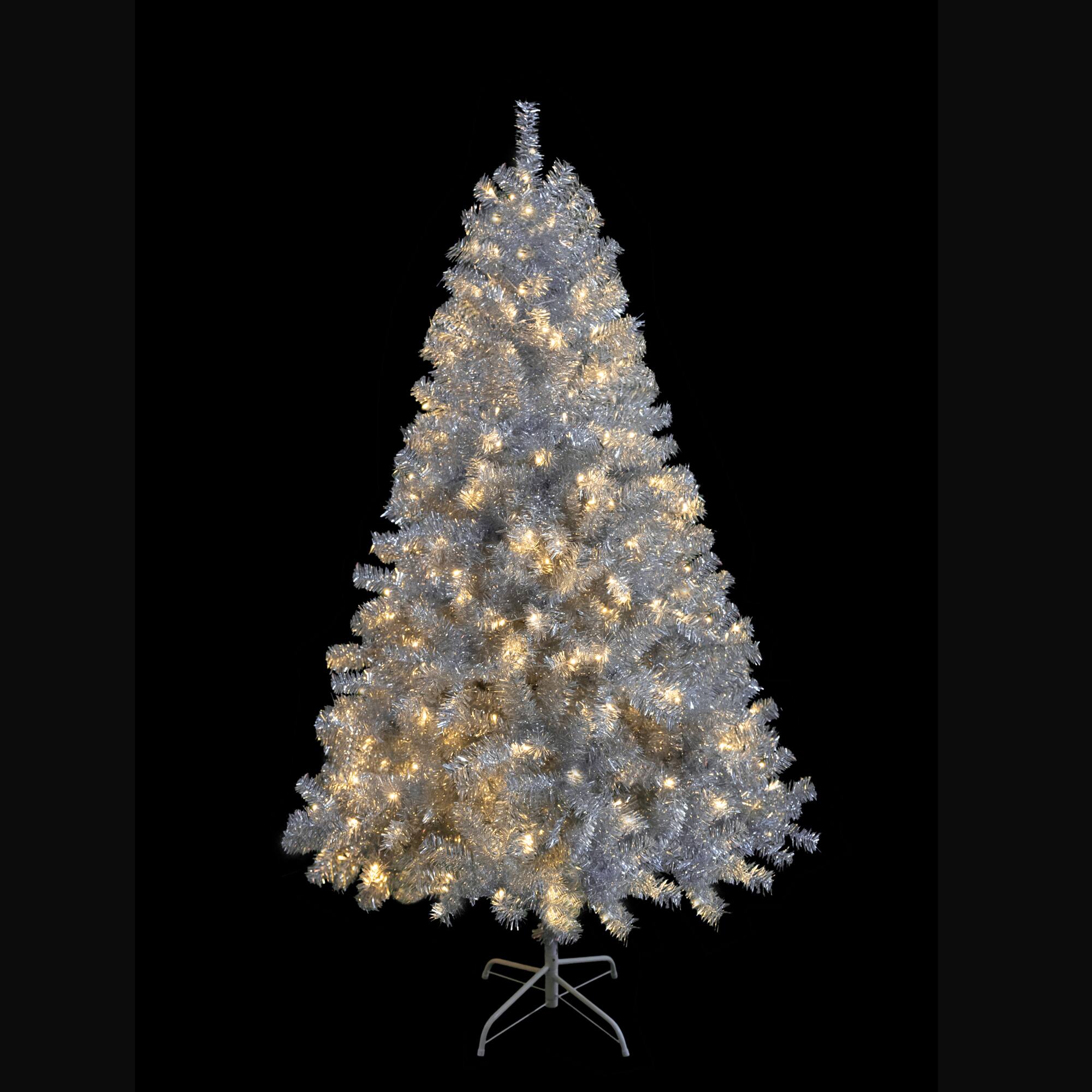 Alt View 5. MOOSOO - 6FT Pre-Lit Artificial Christmas Tree, 800 Branch Tips, 300 LED Lights,Holiday Decoration Tree for Indoor and Outdoor - Silver.