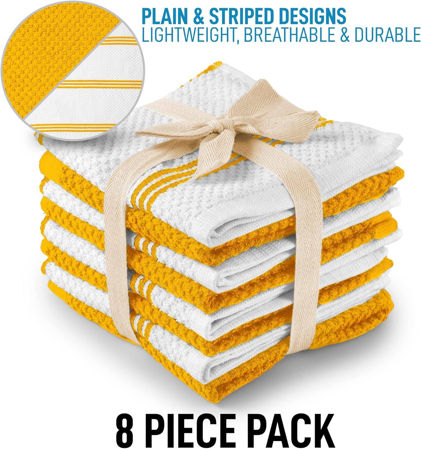 PLAIN & STRIPED DESIGNS  
LIGHTWEIGHT, BREATHABLE & DURABLE  
8 PIECE PACK