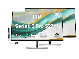 HP - Series 5 Pro 527pf 27" FHD IPS Monitor With 5ms Response Time, Pivot, Displayport, HDMI & DKZ (B28F5UT#ABA) 2 Pack - Black