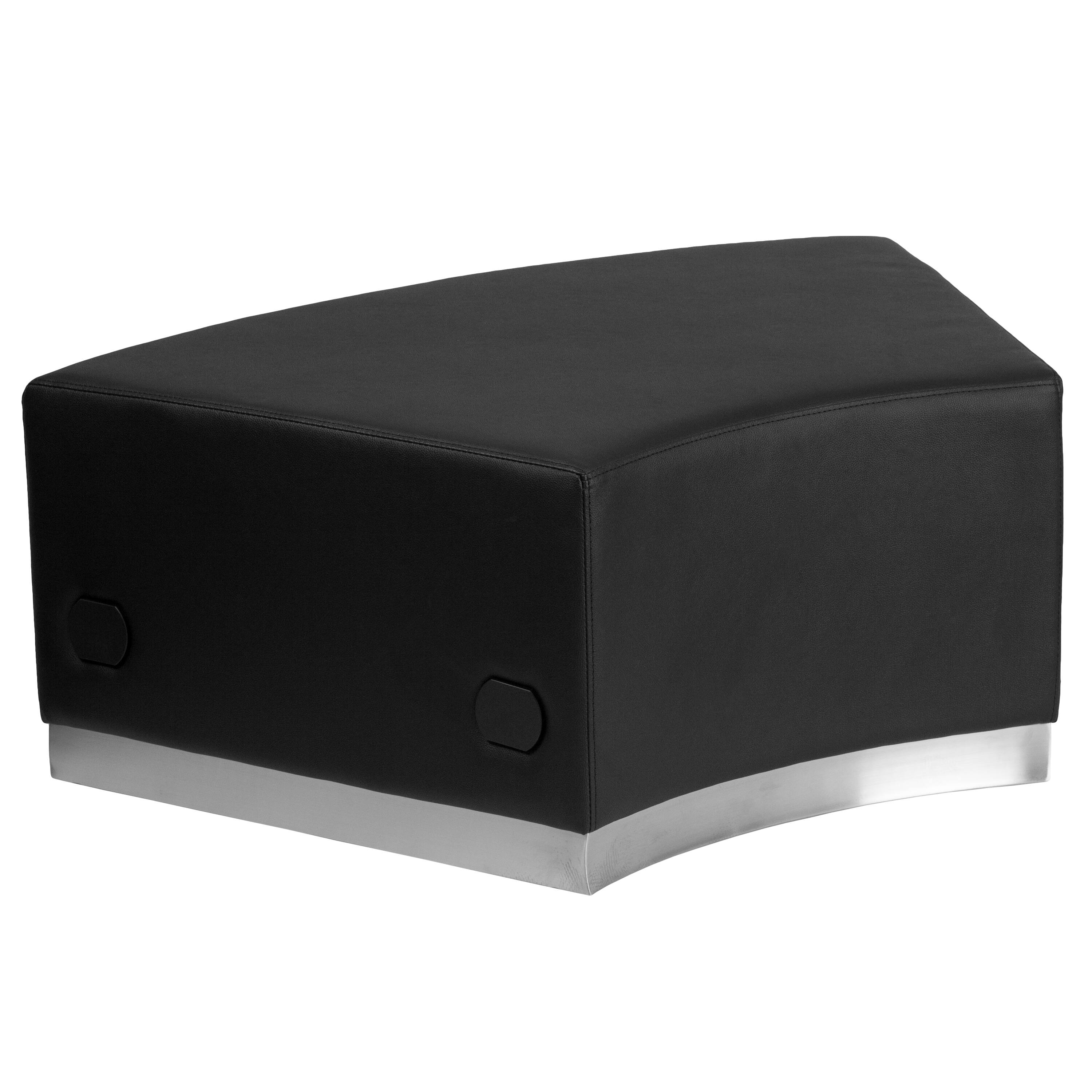 Alt View 2. Emma + Oliver - Modular Backless Convex Chair with Brushed Stainless Steel Base - Black.