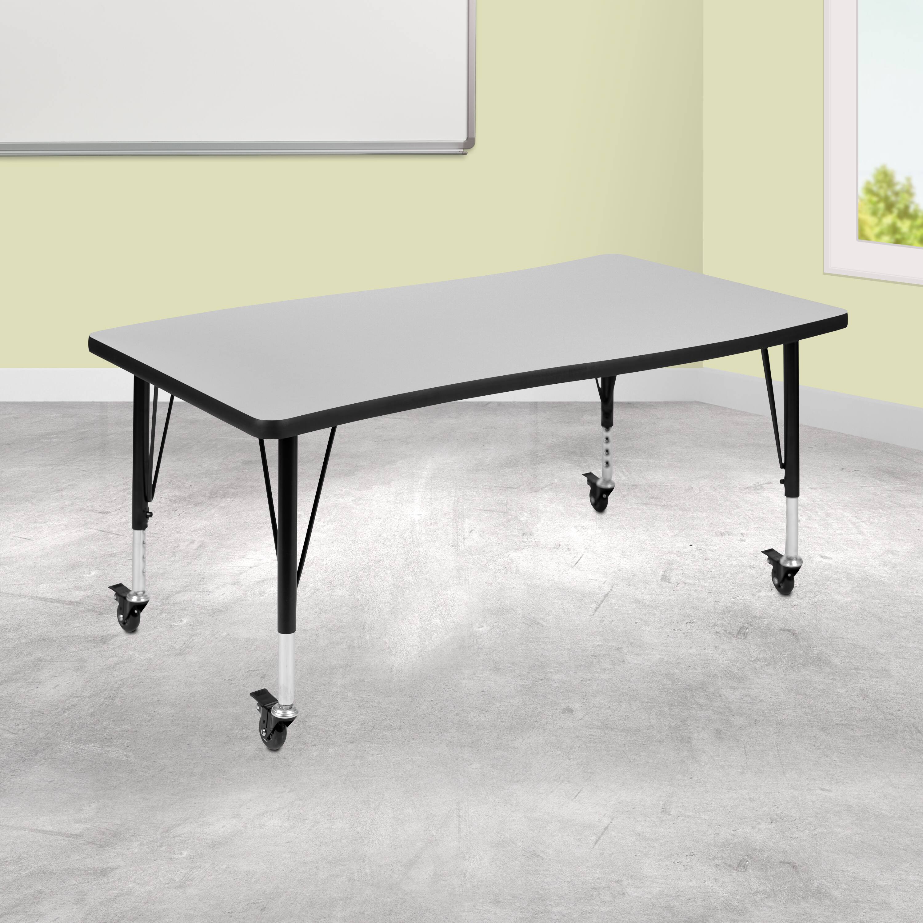 Alt View 1. Emma + Oliver - Mobile 28"Wx47.5"L Wave Flexible Collaborative Kids Adjustable Activity Table - Grey.